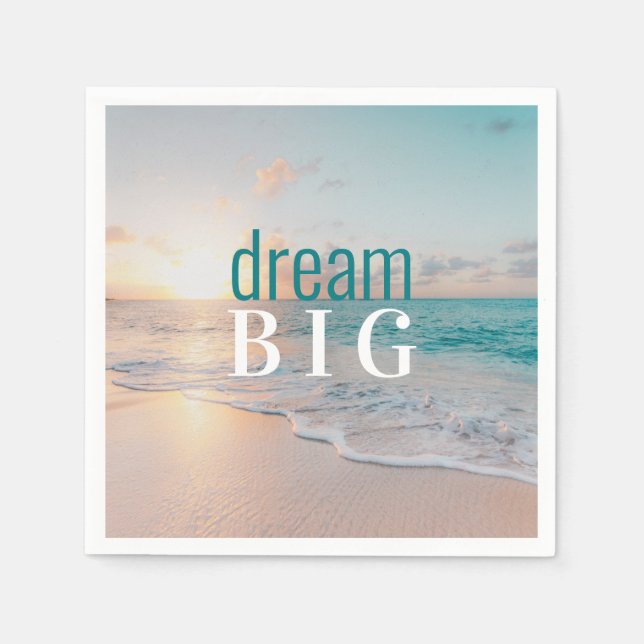 Graduation Dream Big  Beach Photo Inspirational Napkins (Front)