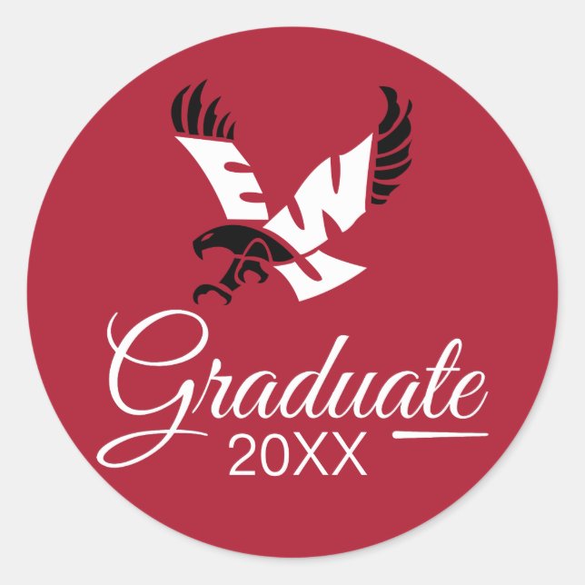 Graduation Eastern Washington Eagle Logo Classic Round Sticker (Front)