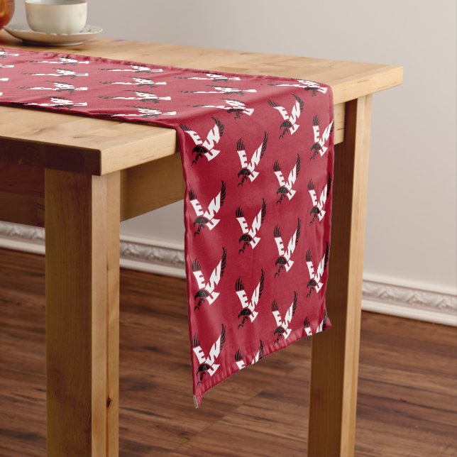 Graduation Eastern Washington Eagle Logo Short Table Runner (In Situ)
