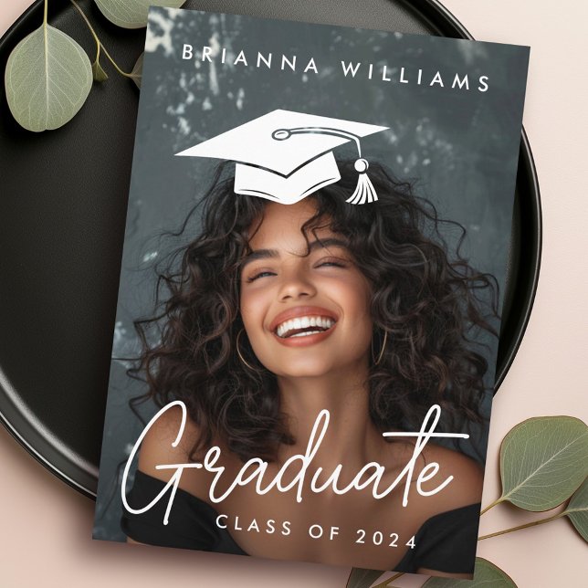 Graduation editable hat photo graduate announcement (Graduation hat photo graduate announcement)