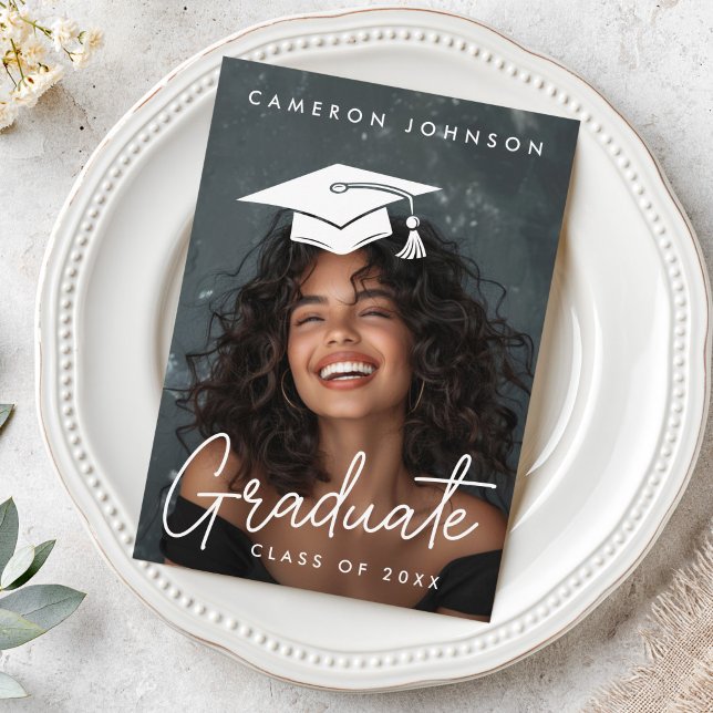 Graduation editable hat photo graduate thank you card (Graduation editable hat photo graduate thank you card)