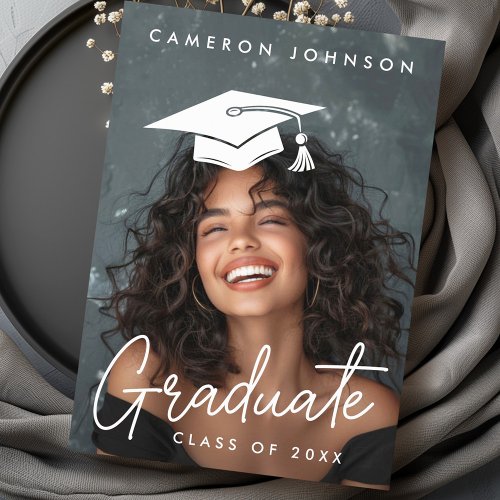 Graduation editable hat photo graduate thank you card