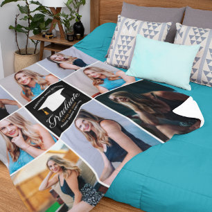 Graduation Elegant 2022 Graduate 8 Photo Collage Fleece Blanket