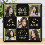 Graduation Elegant 5 Picture Black Gold Graduate Plaque<br><div class="desc">Celebrate your graduate and give a special personalized gift with this custom photo collage graduation plaque. This unique graduate photo collage plaque is will be a treasured keepsake. Saying: " Take Pride in how far you have come, have Faith in how far you can go." Customize with 5 of your...</div>