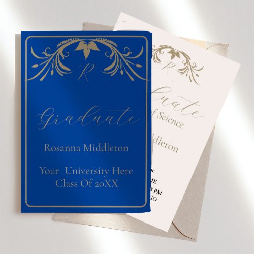 Graduation Elegant Crest Simple Blue Celebration  Invitation