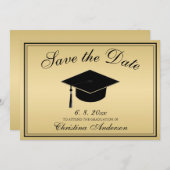 Graduation Elegant Gold Black Script Save the Date Invitation (Front/Back)