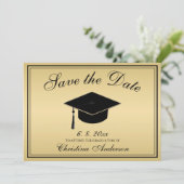 Graduation Elegant Gold Black Script Save the Date Invitation (Standing Front)