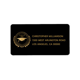 Graduation Elegant Gold Red Class of Emblem Label