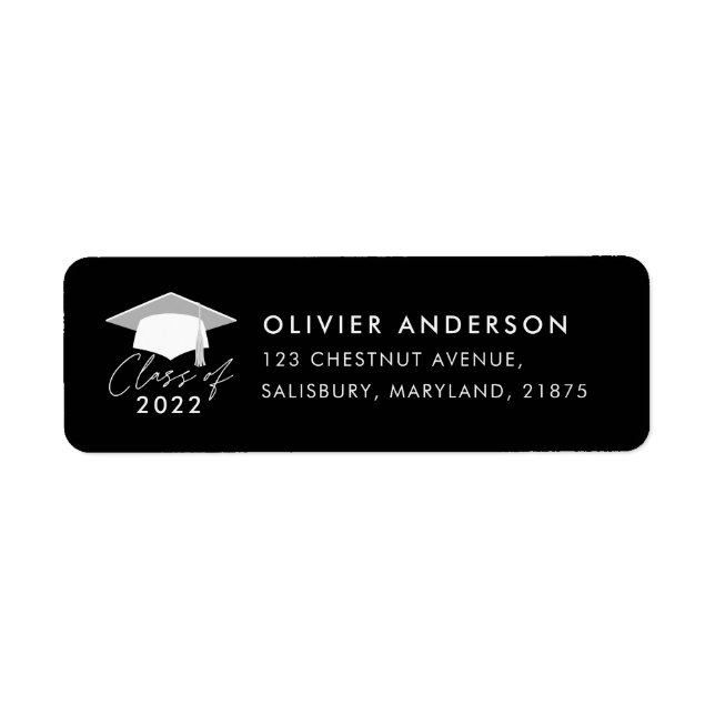 Graduation elegant modern black white class of label (Front)