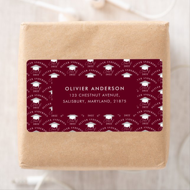Graduation elegant modern burgundy class of label (Insitu)