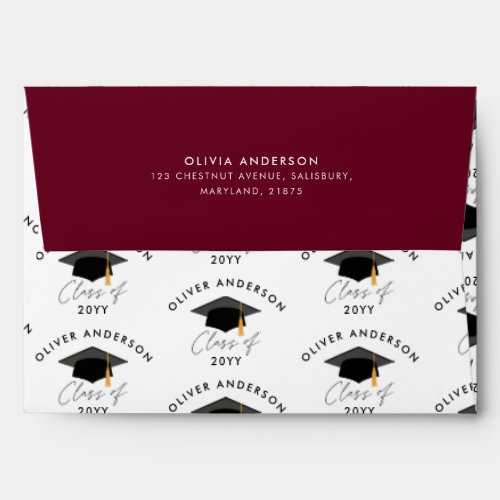 Graduation elegant modern burgundy envelope