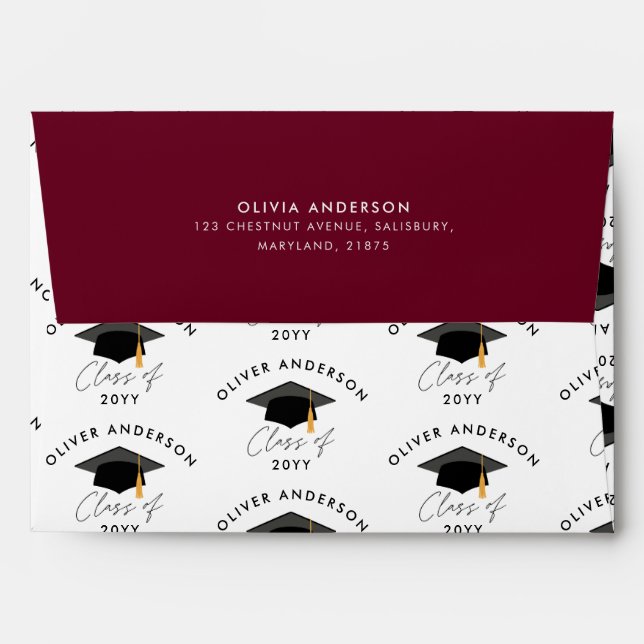 Graduation elegant modern burgundy envelope (Back (Top Flap))