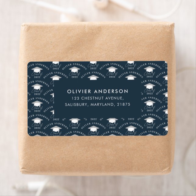 Graduation elegant modern navy blue class of label (Insitu)