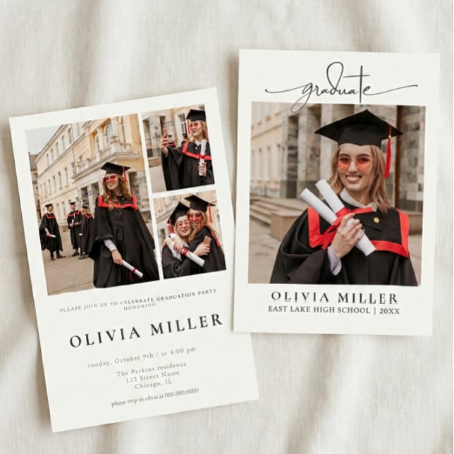  Graduation Elegant Photo Handwritten Grad party Invitation (Creator Uploaded)