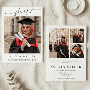 Graduation Elegant Photo Handwritten Grad party Invitation