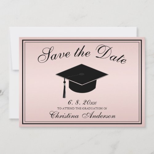 Graduation Elegant Save the Date Script Rose Invitation