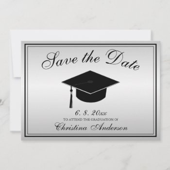 Graduation Elegant Save The Date Script Silver Invitation by ilovedigis at Zazzle
