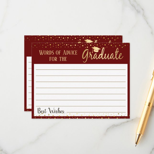 Graduation Elegant Words of Advice Card (Front/Back In Situ)