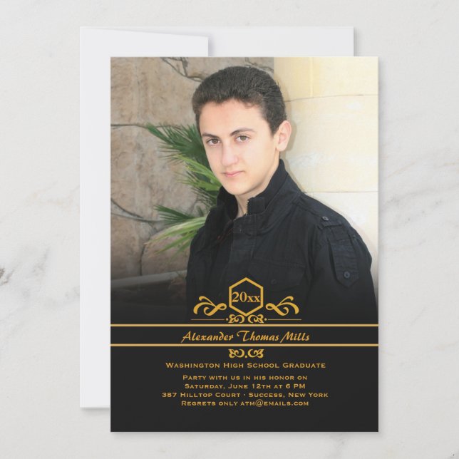 Graduation Emblem Photo Announcement / Invitation (Front)