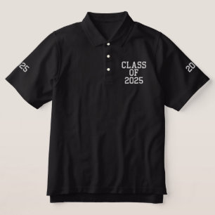 Graduation Embroidered Black Polo with Monogram