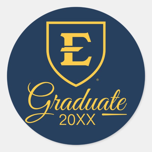 Graduation ETSU Institutional Mark Classic Round Sticker (Front)