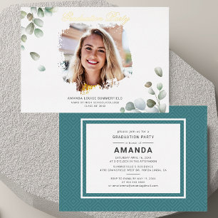 Graduation Eucalyptus Greenery Succulent Grad 2025 Foil Invitation