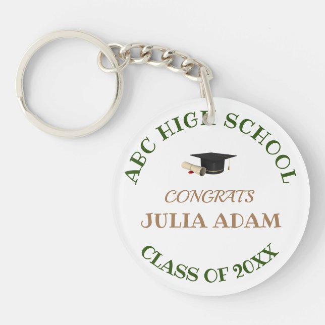 Graduation Event School Celebration Personalized Keychain (Front)