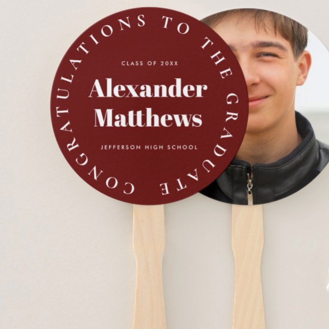 Graduation Fan School Class Male Photo Burgundy (Creator Uploaded)