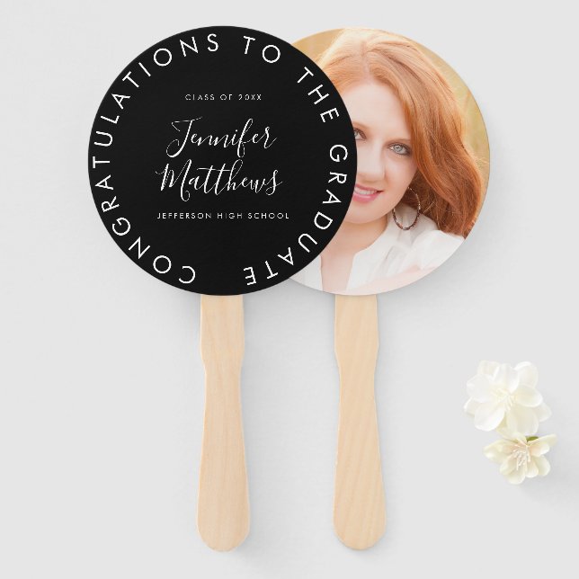 Graduation Fan School Color Class Photo (Front and Back)