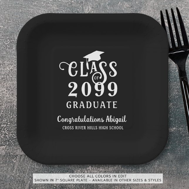 Graduation Fancy Class Year Script Name Paper Plates (Creator Uploaded)