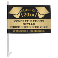 Graduation Faux Gold Cheer Virtual Party Car Flag