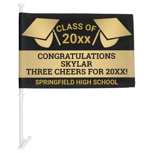 Graduation Faux Gold Cheer Virtual Party Car Flag