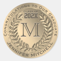 Graduation Faux Gold Foil  Classic Round Sticker