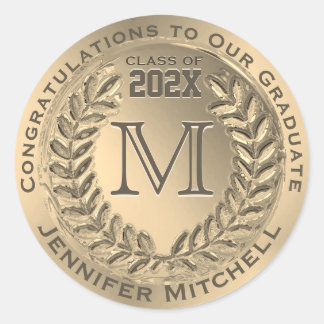 Graduation Faux Gold Foil  Classic Round Sticker