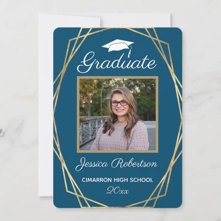 Graduation Faux Gold Geometric Shape Announcement | Zazzle