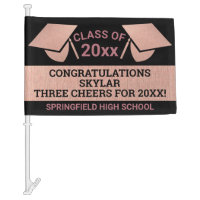 Graduation Faux Rose Gold Cheer Virtual Party Car Flag