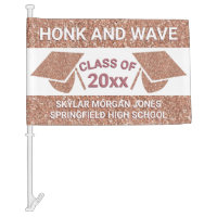 Graduation Faux Rose Gold Honk Virtual Party Car Flag