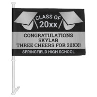 Graduation Faux Silver Cheer Virtual Party Car Flag