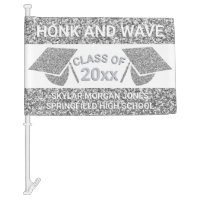 Graduation Faux Silver Honk Virtual Party Car Flag