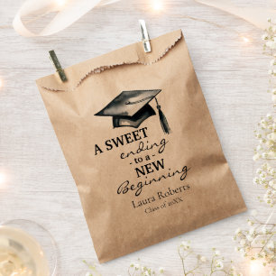 Graduation favor bags, Sweet endings new beginning Bag