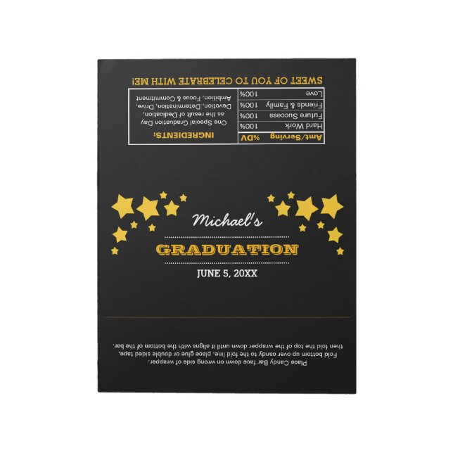 Graduation Favor Stars XL Candy Wrappers  Notepad (Rotated)
