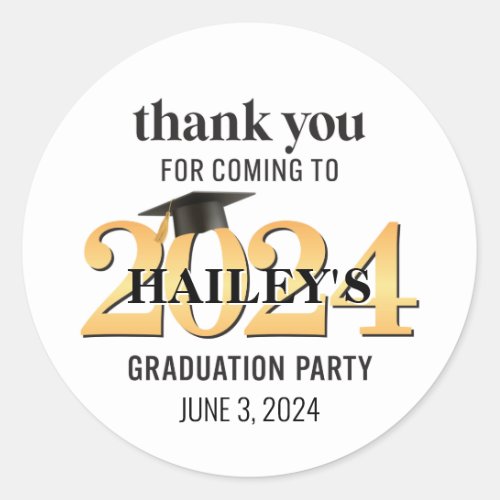 Graduation Favor Stickers Class of 2024 Classic Round Sticker