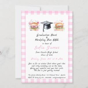 Graduation Feast & Wordplay Fun BBQ Party Invitation