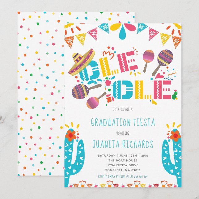 Graduation Fiesta Mexican Party Invitation (Front/Back)