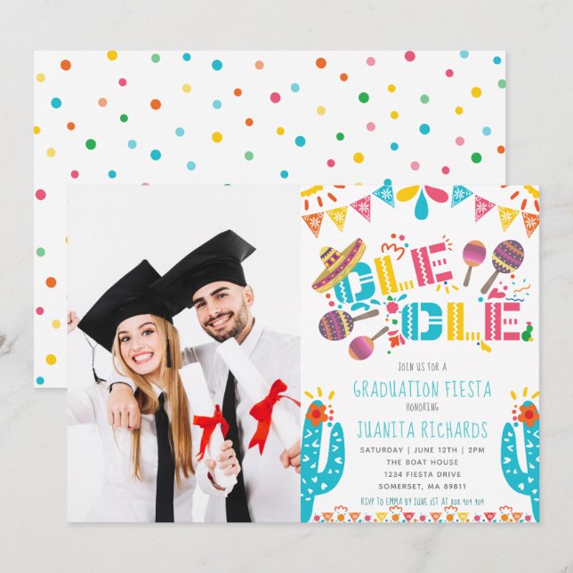 Graduation Fiesta Mexican Party Photo Invitation (Front/Back)