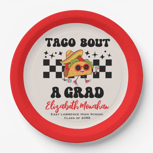Graduation Fiesta Taco Bout A Grade Paper Plates (Front)