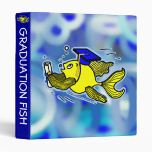 Graduation Fish Graduate funny cute cartoon binder