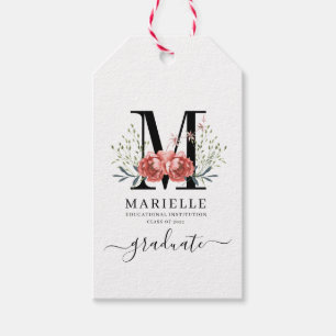 Graduation Floral Monogram Logo Gift Tags