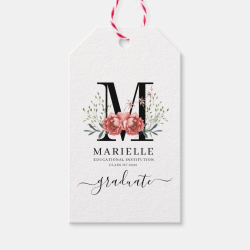 Graduation Floral Monogram Logo  Gift Tags