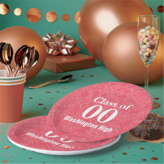 Graduation Floral Name of School Year Any Color Paper Plates